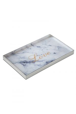 LOVE SILVER MARBLE TRAY